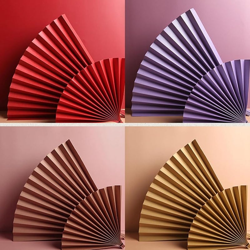 Ciciglow Portable Folding Hand Fan Photography Prop Bright Purple Makeup Background Ornament - Image 1